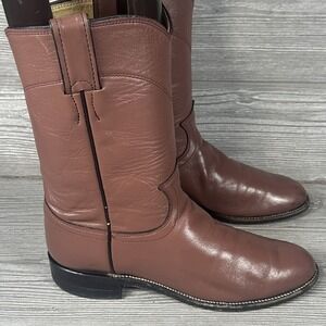 VTG Justin Boots Women's Sz 6.5 B Western Cowgirl USA Ropers Dusty Rose 3760